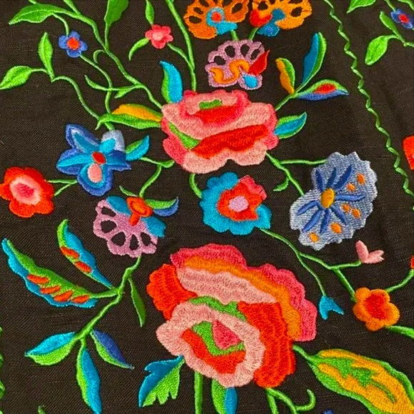 Linea Louis Dell'Olio Black Colorful Floral Embroidered Skirt Woman's Sz 12 NWT - Picture 6 of 9